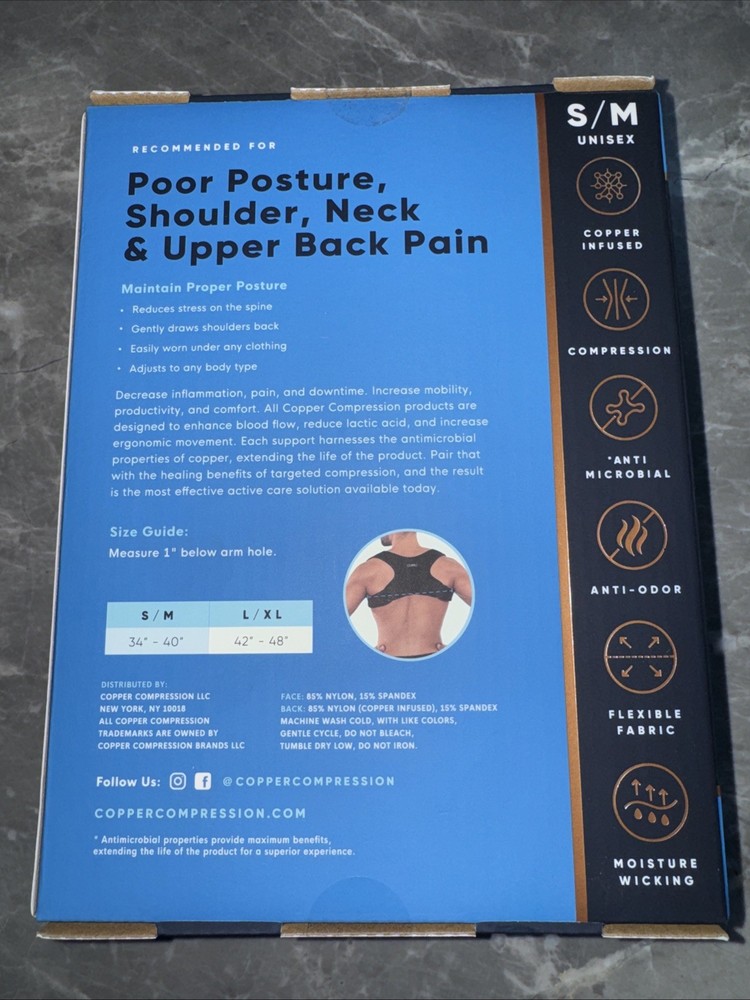 Copper Compression Posture Corrector Unisex Size S/M