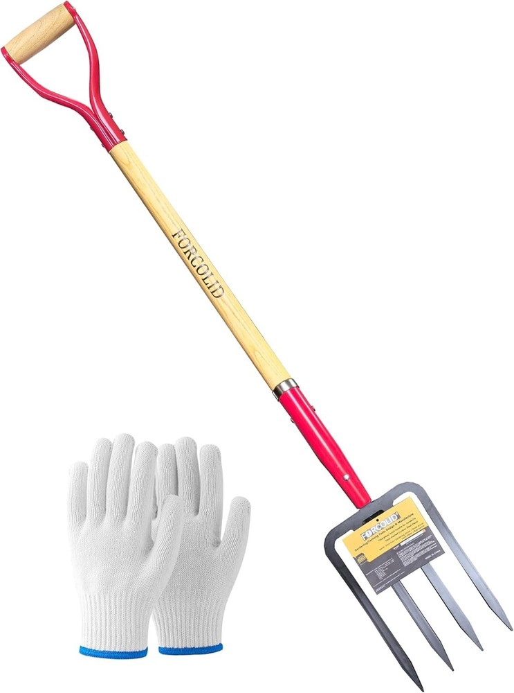 Lightweight 4-Tine Spading Fork - Perfect for Effortless Gardening Tasks