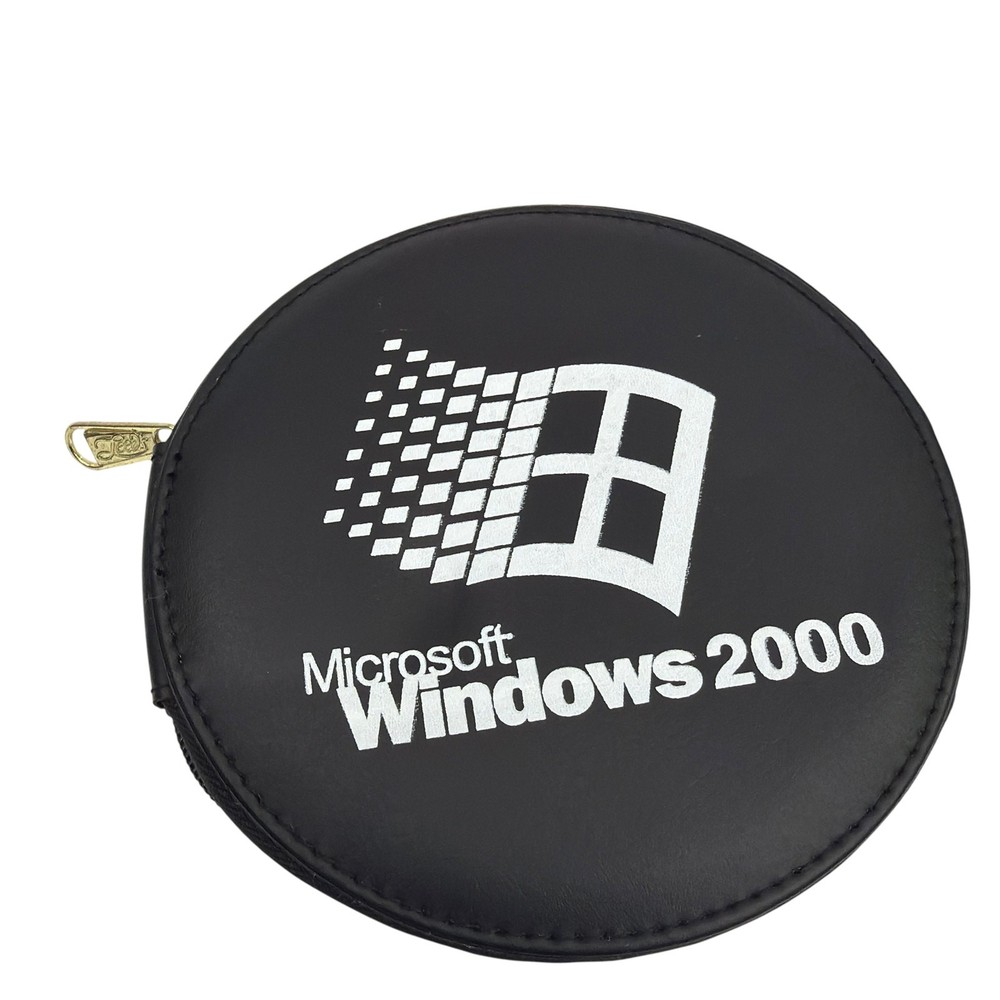 Microsoft Windows 2000 Round Zippered Case Pouch Leed's Black