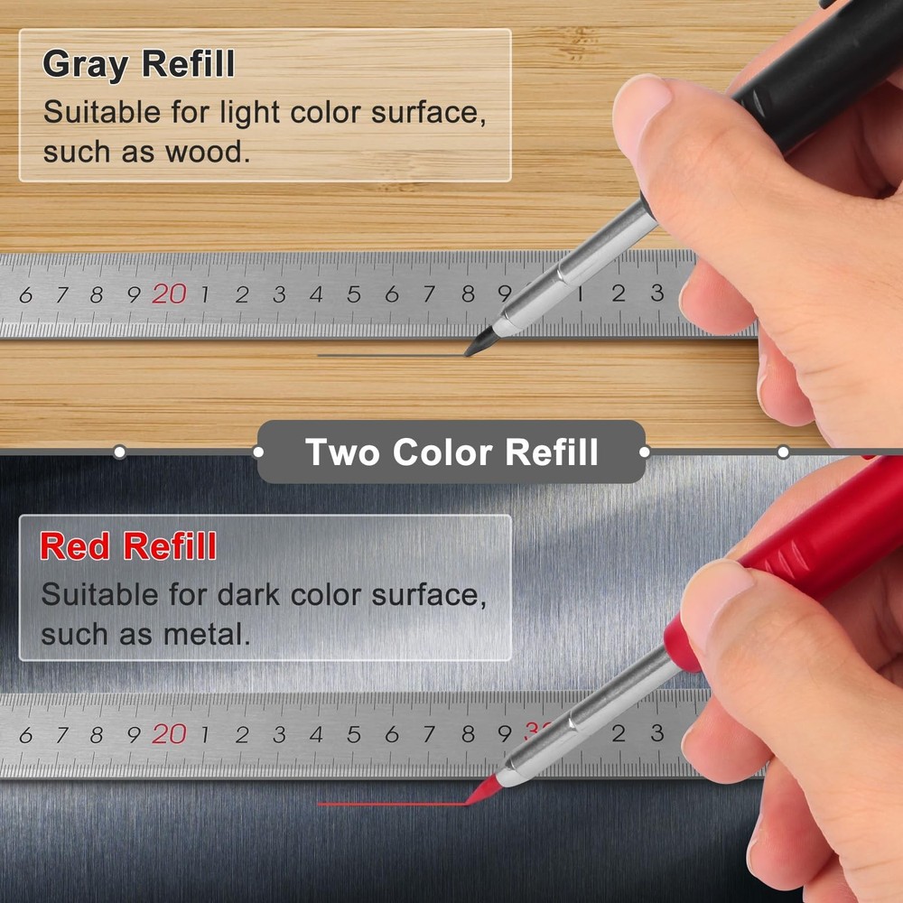 2 Pack Carpenter Mechanical Pencils with 12 Refills and Built-in Sharpener