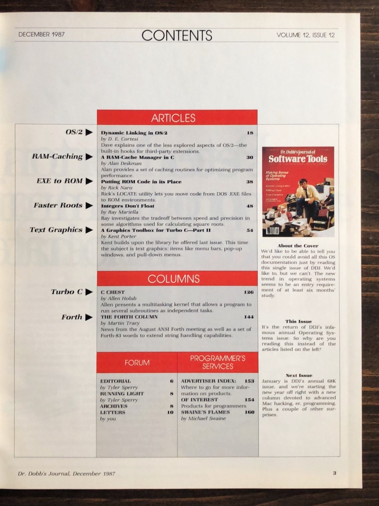 1987 December - Dr. Dobb's Journal of Software Tools