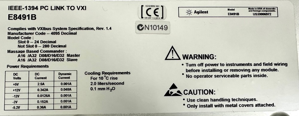 Agilent IEEE-1394 PC LINK TO VXI E8491B