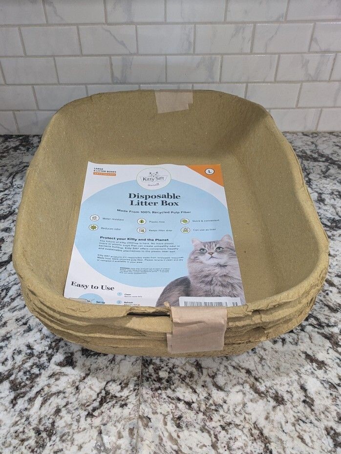 Kitty Sift (6-Pack) Disposable Cat Litter Box, Sustainable, Clean - Large