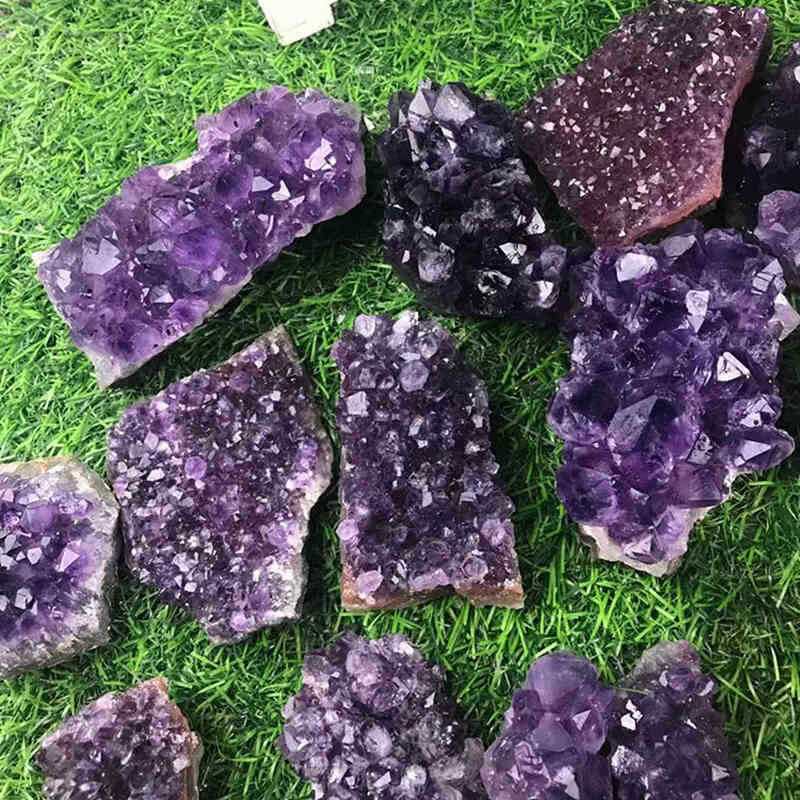 Natural Quartz Amethyst Cluster Crystal Geode Druzy Chakra Healing Ore Specimens
