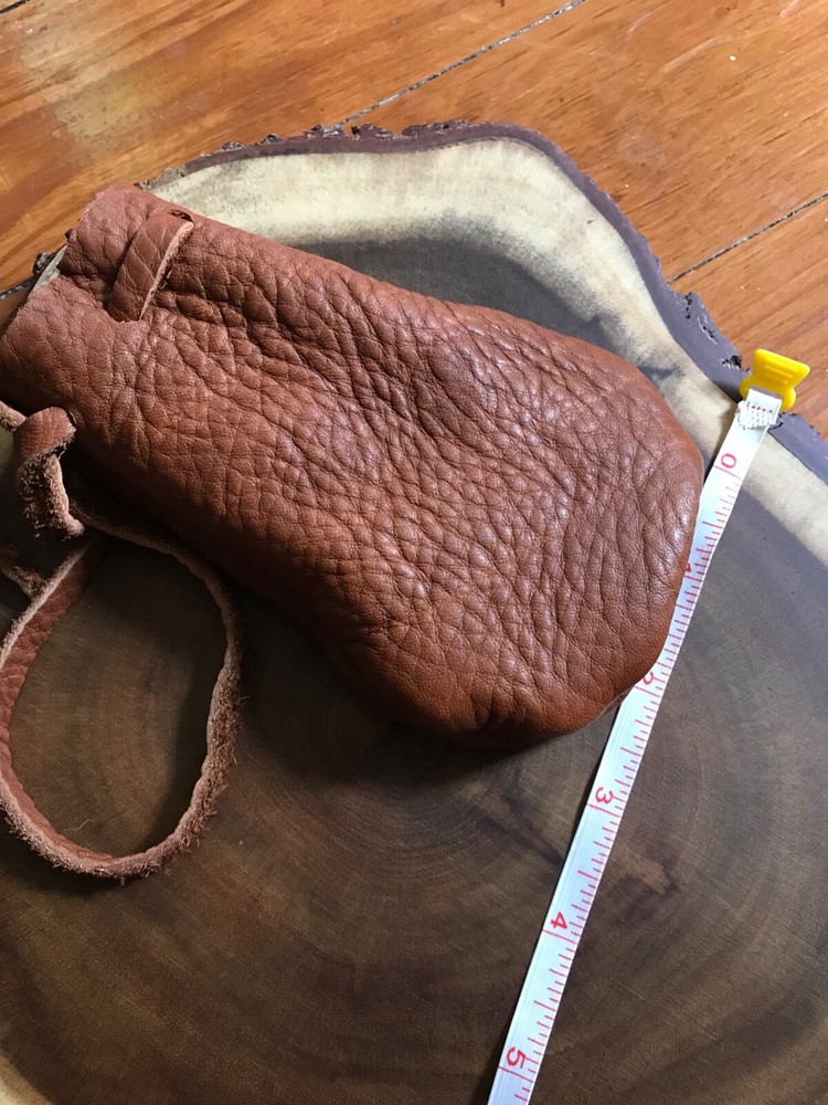 Handcrafted brown leather pouch, Muzzleloading hunting bullet bag, coin bag 