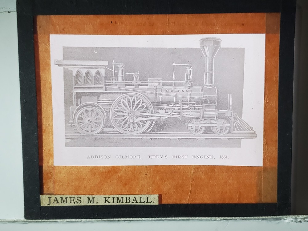 Addison Gilmore, Eddy's First Engine, James M. Kimball Magic Lantern Glass Slide