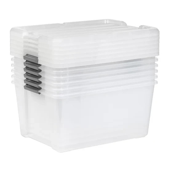 IRIS STORAGE CONTAINERS PLASTIC BINS STACKABLE TUBS BOXES WITH LIDS 45 QT ~ 6PK