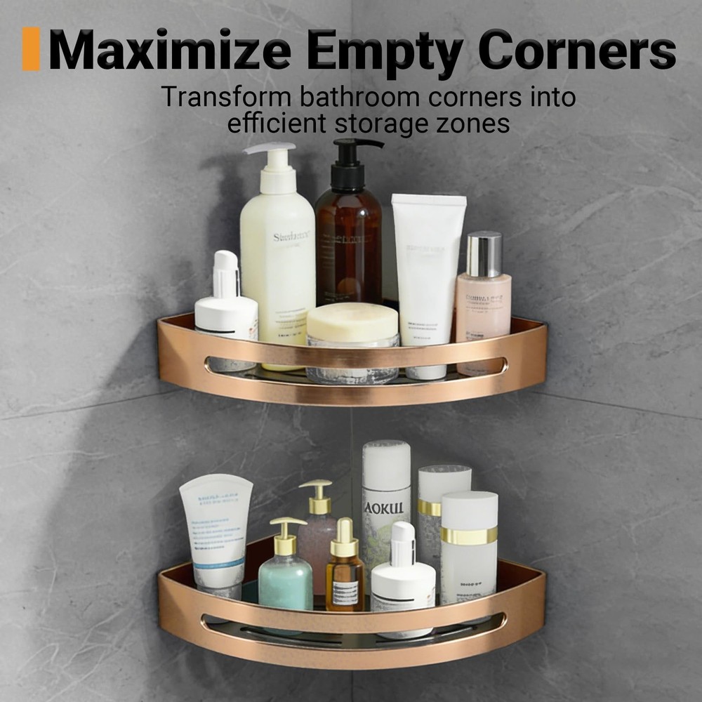 Corner Shower Caddy, Drilling/Adhesive Mounting Methods, Rustproof Wall Mount...