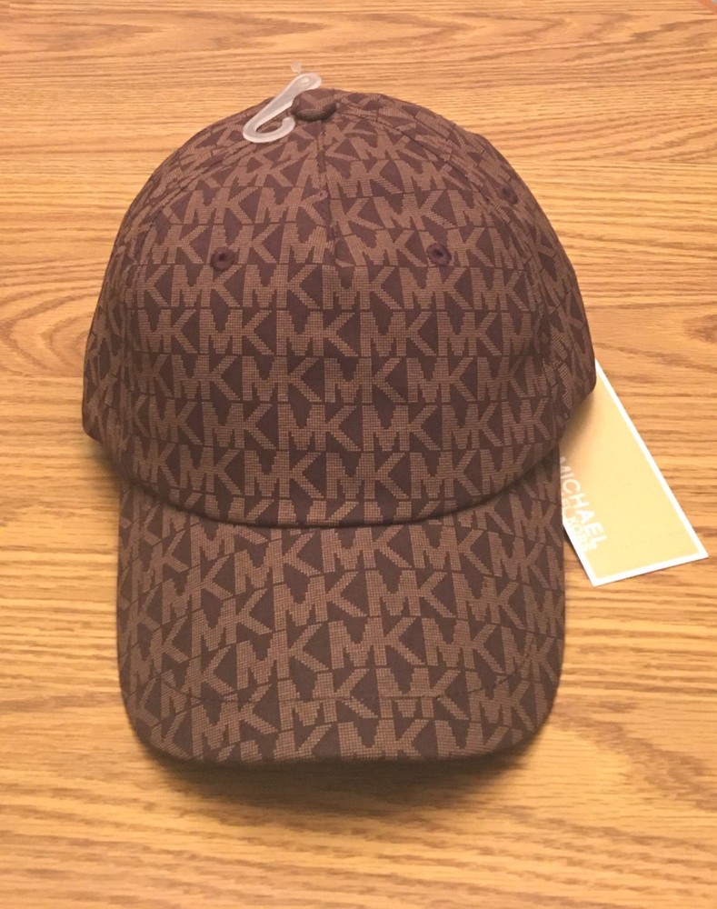 Michael Kors Women's MK Logo Monogram Strap Back Baseball Cap Hat - Brown NWT