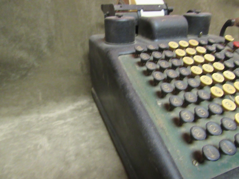 Circa 1920's Burroughs Co Adding Machine Black with Wood handle Design Works