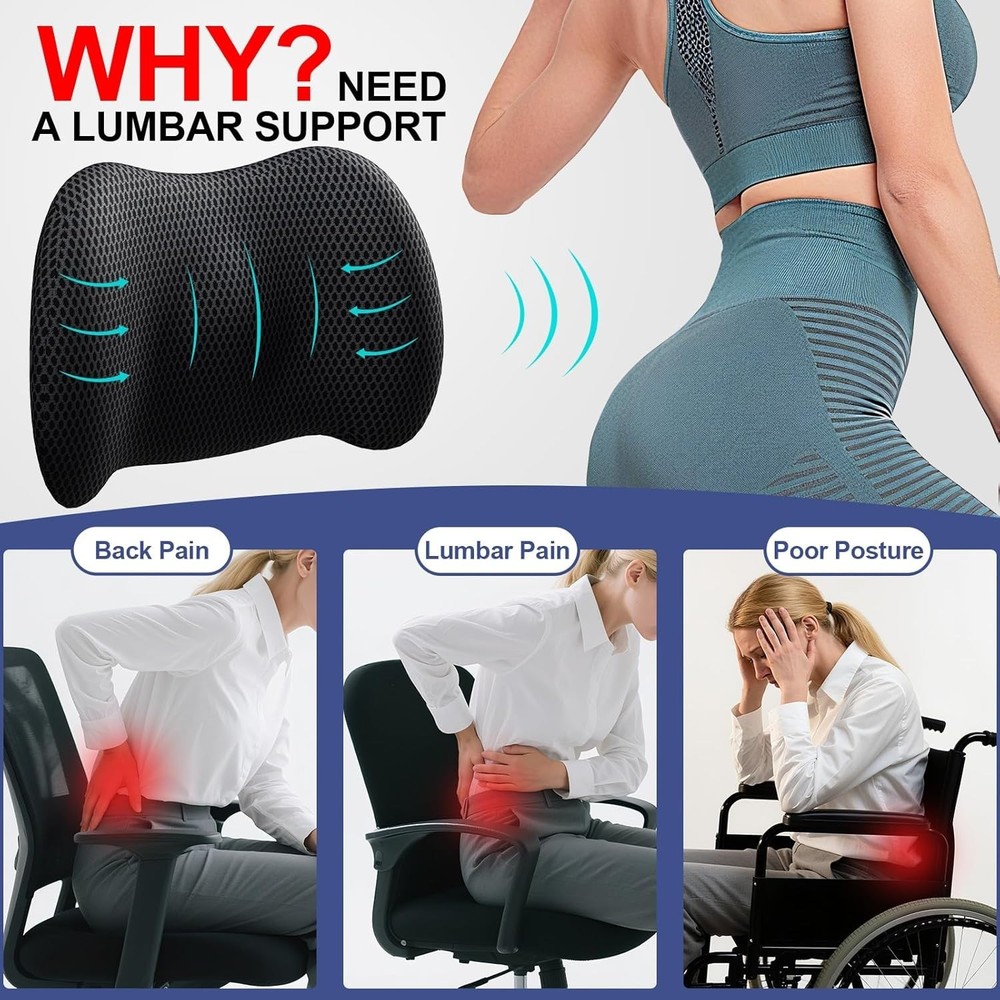 Lumbar Support Pillow For Car - Back Support For Medium To Large Vehic