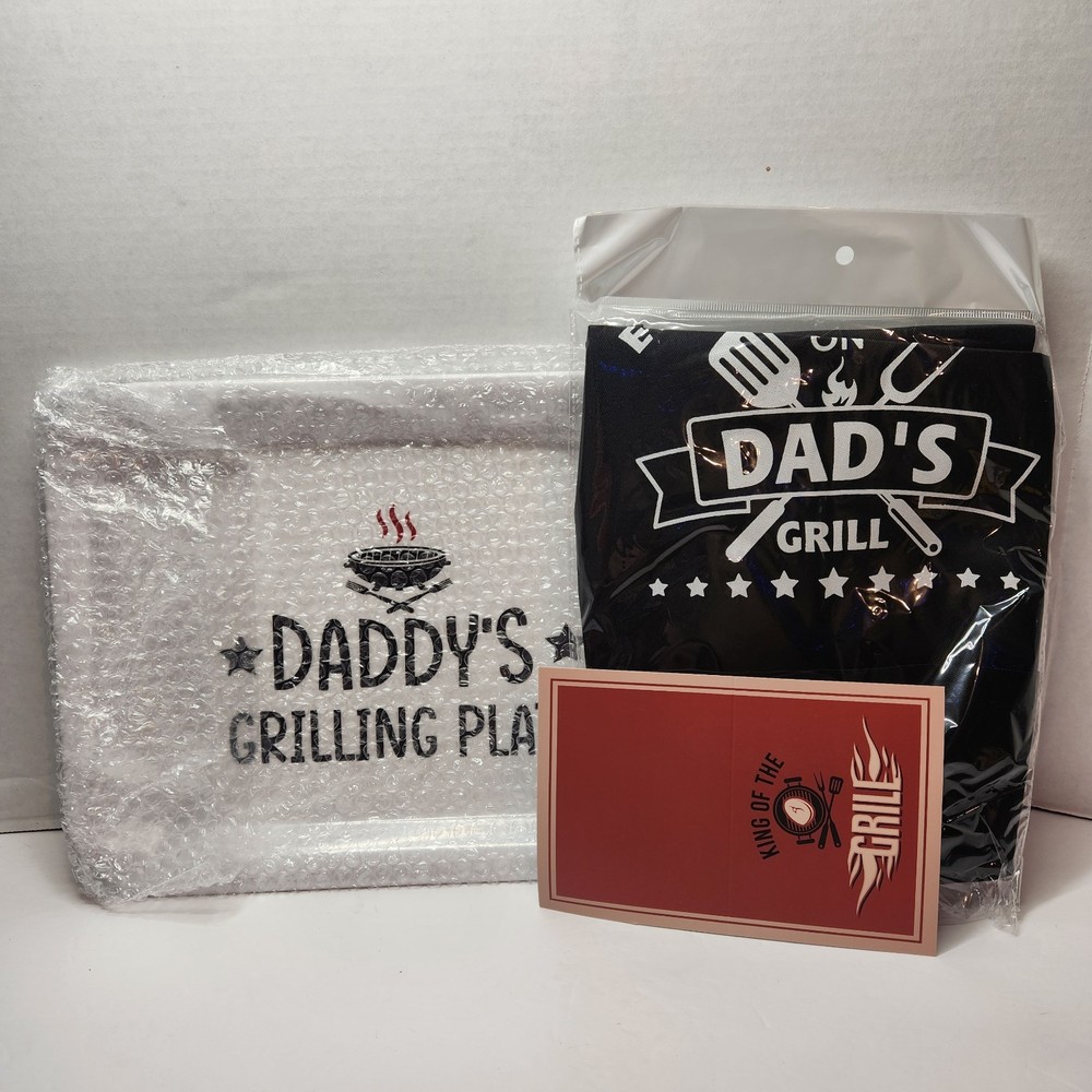 Grilling Gift Set for Dad- Grill Master- Plate & Apron