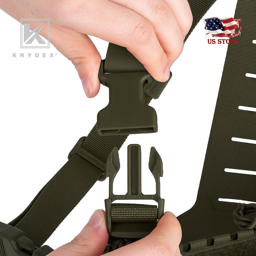 Krydex Tactical Chest Rig Shoulder Strap with Back MOLLE Panel Harness Vest RG
