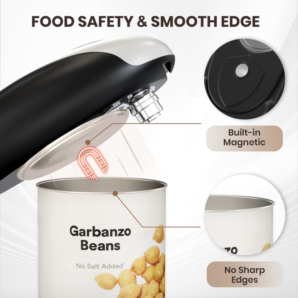 One-Touch Automatic Electric Can Opener, USB Rechargeable Can Opener Smooth Edge