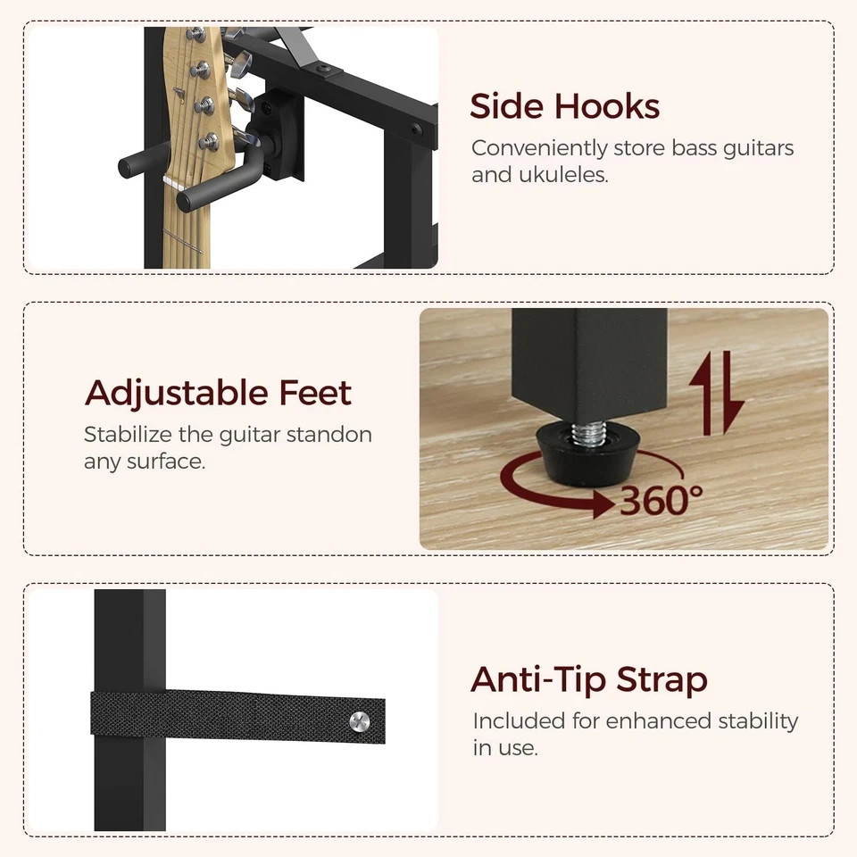 Guitar Stand, Multiple Guitar Rack Holder for Various Instruments, Multi-Inst...