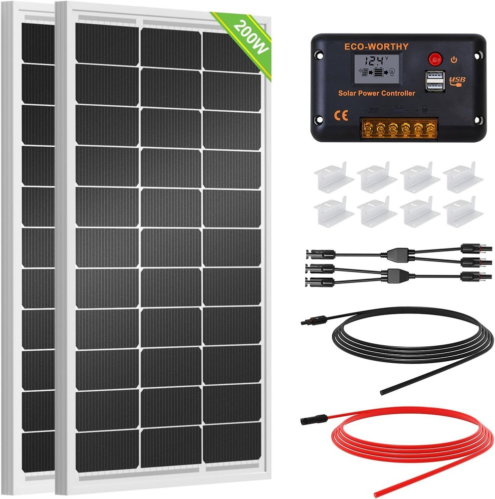 ECO WORTHY 200W Solar Panel Kit 12V 24V Off Grid