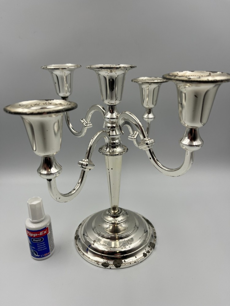Vintage Silver Plated Candelabra, 23cm tall.