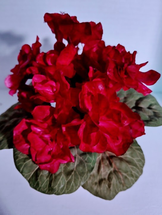 ARTIFICIAL 6" Miniature African Violet -  BURGUNDY RED