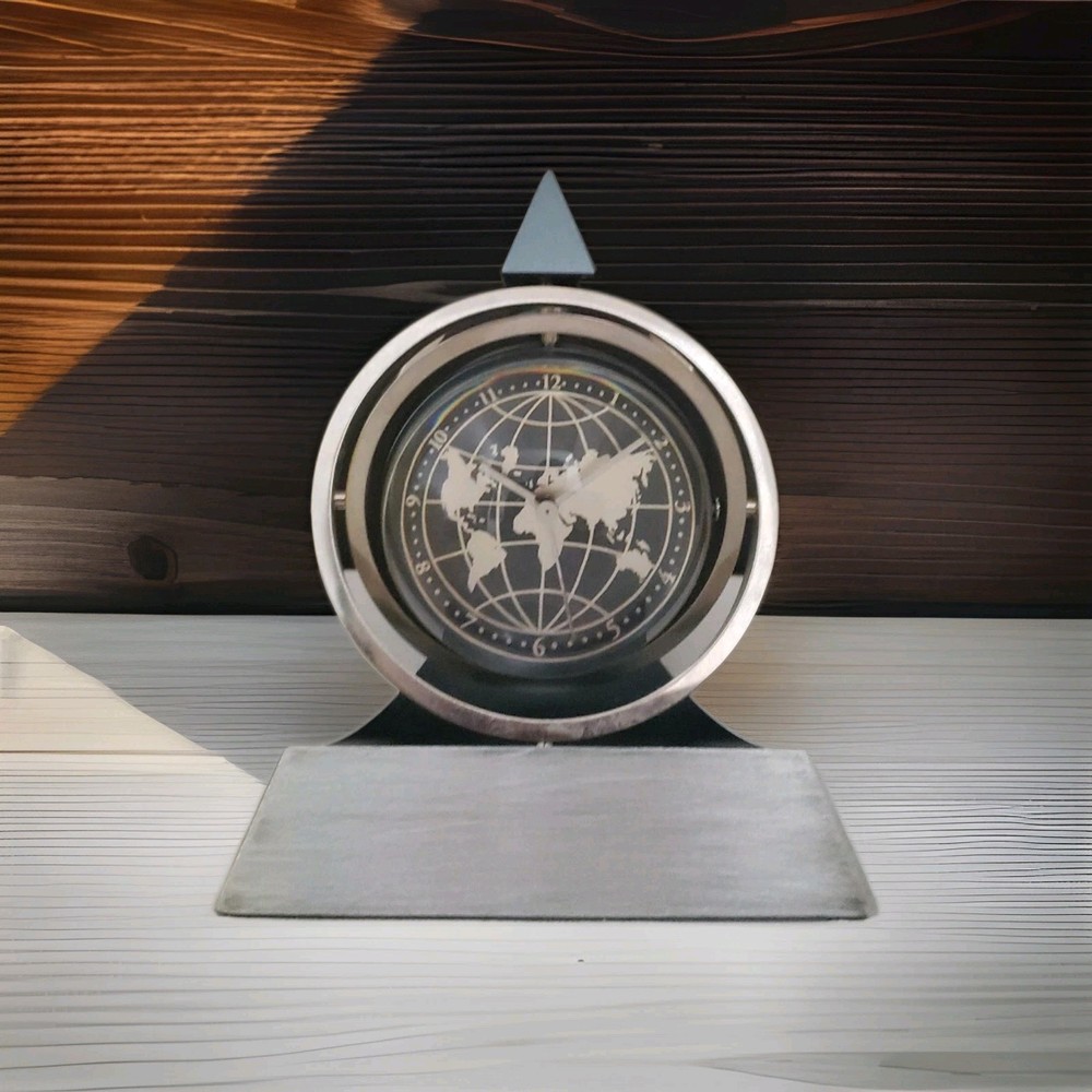 Galileo Gimbal Clock & Frame -Silver - UNUSUAL DESK CLOCK
