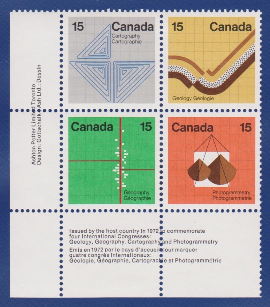 Canada #585a Earth Sciences Inscription Block LL MNH