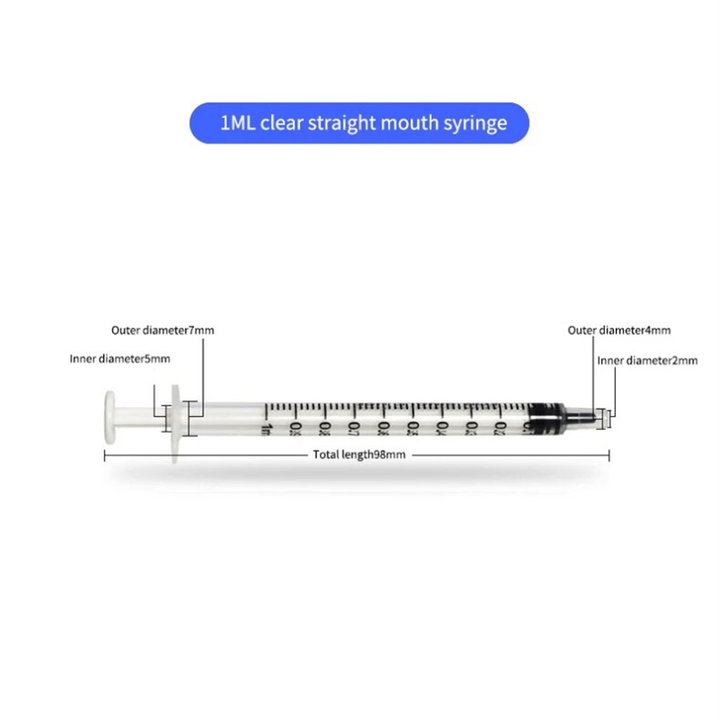 Luer-Lock Syringes without needles Disposable, Transparent, 100pcs, 1mL