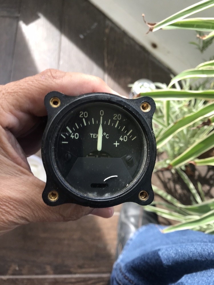 Vintage Thomas Edison Aircraft Temperature Gauge Cockpit Pilot