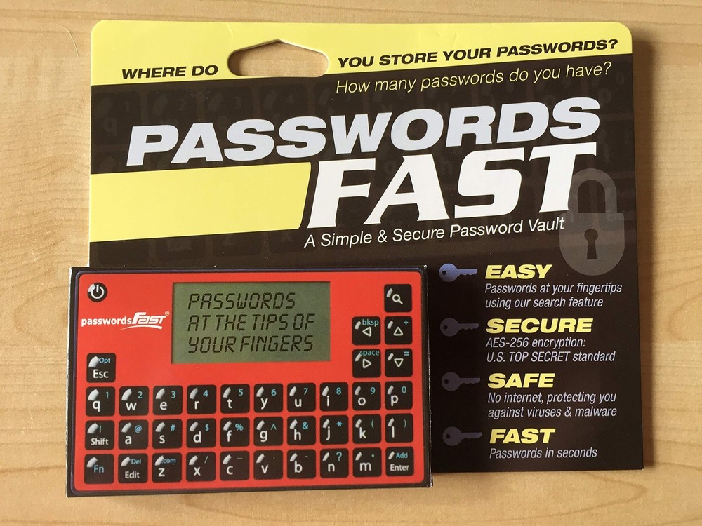 passwordsFAST - Encrypted Offline Password Keeper (Credit Card Size)