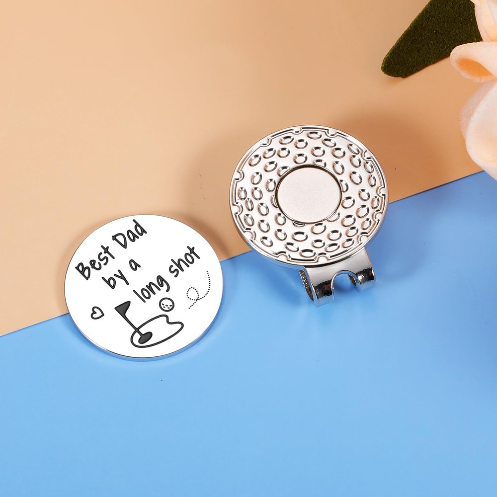 KINMES Dad Golf Ball Marker - Stocking Stuffers for Men Daddy silver