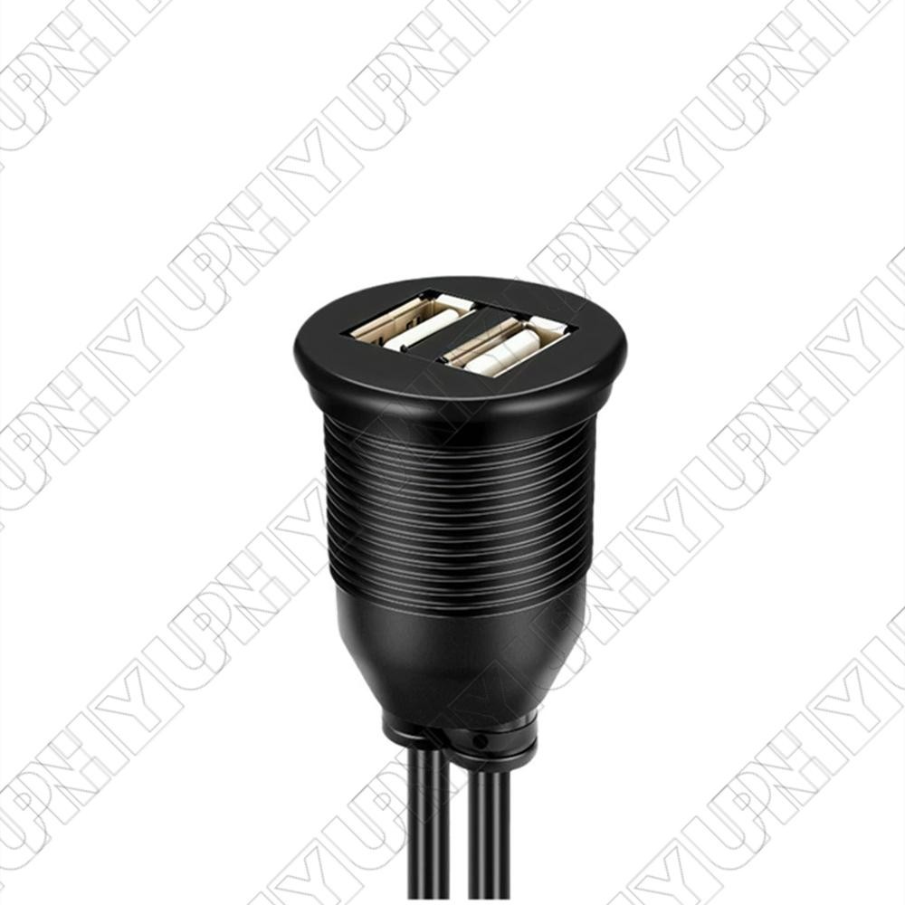 Car For DASH Mount Dual USB Port Panel Interface Extension 100cm Cable Adapter