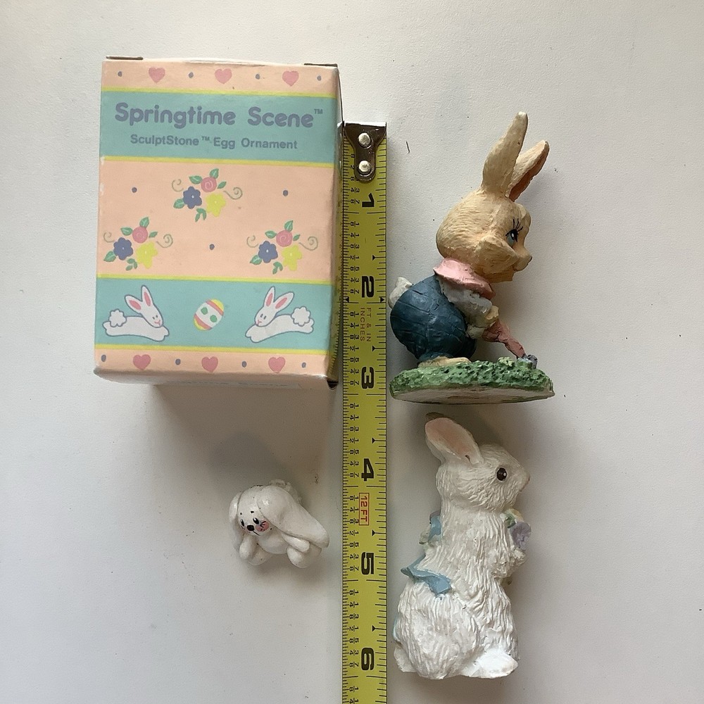 4 Decorative Easter Bunnies One Bunny Egg By Russ Three Bunny Figurines