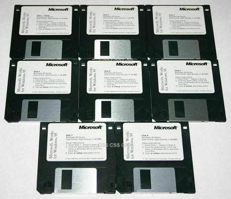 Microsoft MS Works 4.0 for Windows 95 Installation Floppy Disks Vintage Software