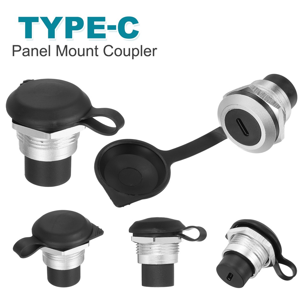 2pcs, Type C Panel Mount Coupler USB C Pass Through 10Gbps Silver