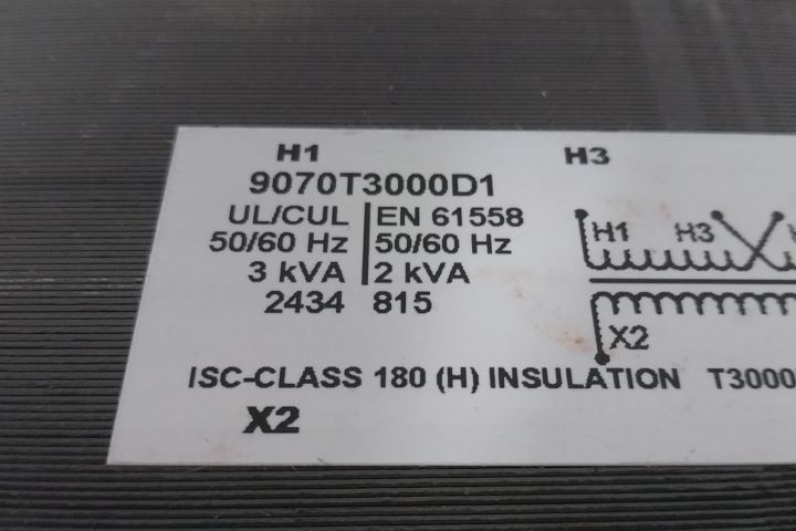 Square D 9070T3000D1 240VAC; 480VAC Input 3 kVA Control Transformer (C)