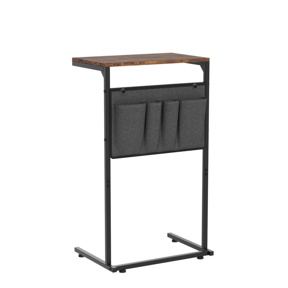 Vantic C Shaped End Table, Small Side Table for Couch and Recliner, Slide Und...