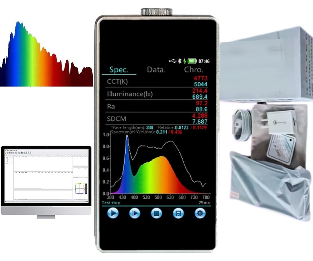 Handheld Spectrum Illuminance Meter Spectrometer with 380-780nm USB Interface