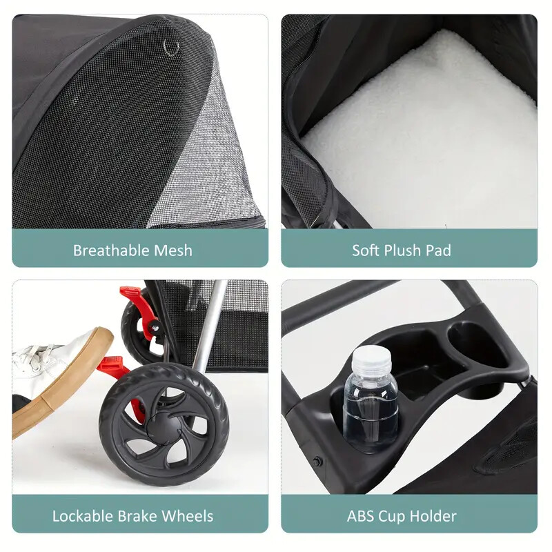 for Small to Medium Pets Lightweight Durable Dogs Cats Foldable Pet Stroller