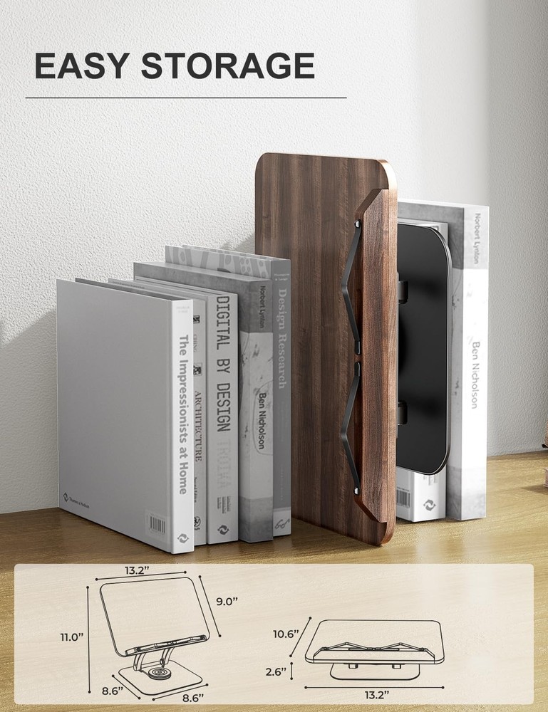 Book Stand for Reading Adjustable Book Holder with 360° Swivel Base Foldable ...