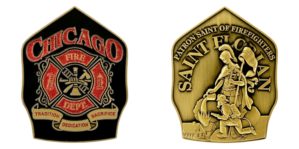 CHICAGO FIRE DEPARTMENT CHALLENGE COIN: St. Florian Shield
