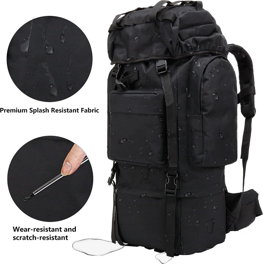 65L Hiking Backpack Water Resistent Oversized Rucksack Extra Large Camping Bag