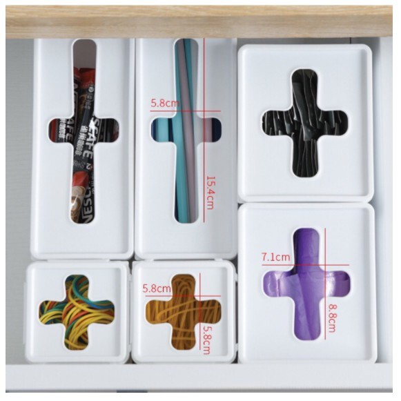 Japanese Inomata Cross Storage Box Drawer Organizer Stackable Storage Bin White
