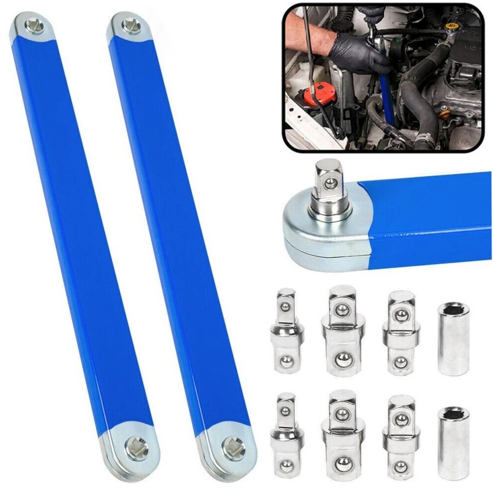 2 Pack Offset Extension Wrench Set Ratchet Spanner Wrench with Extender Adapter
