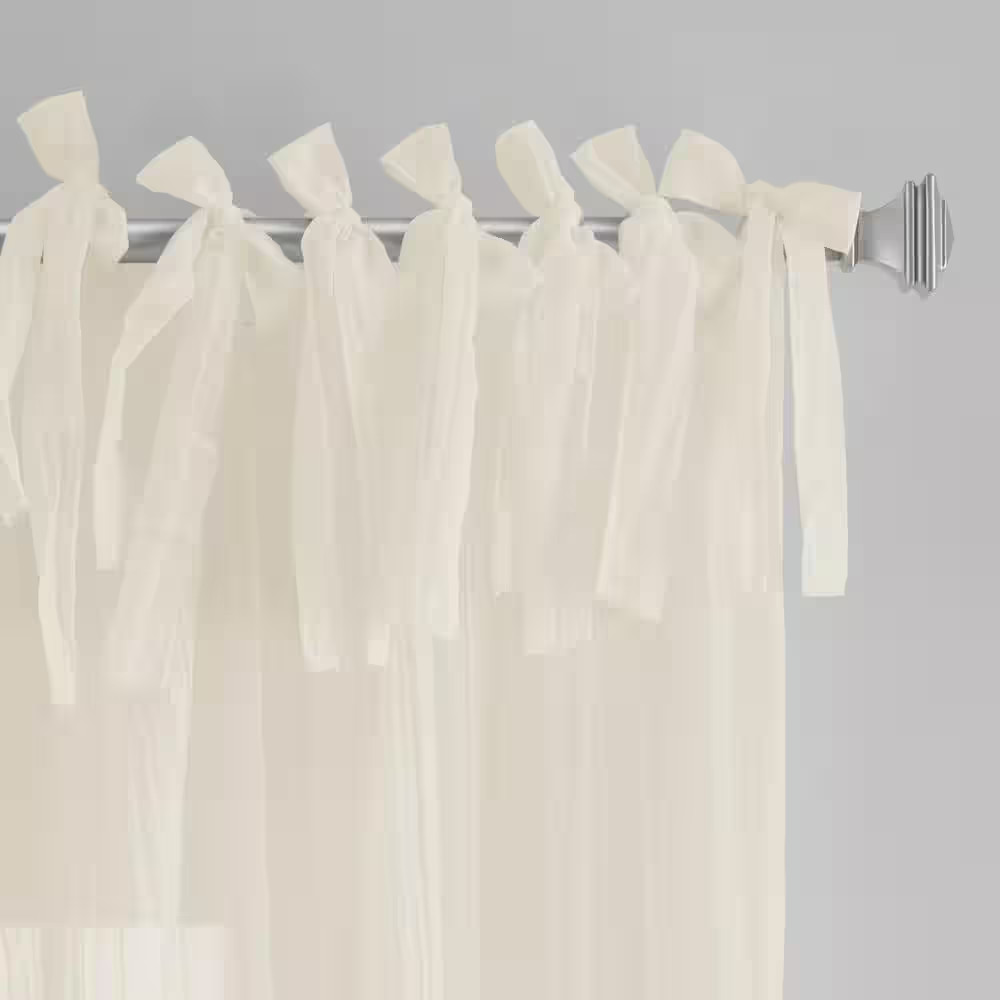 Ivory Solid Tab Top Sheer Curtain - 52 In. W X 108 In. L