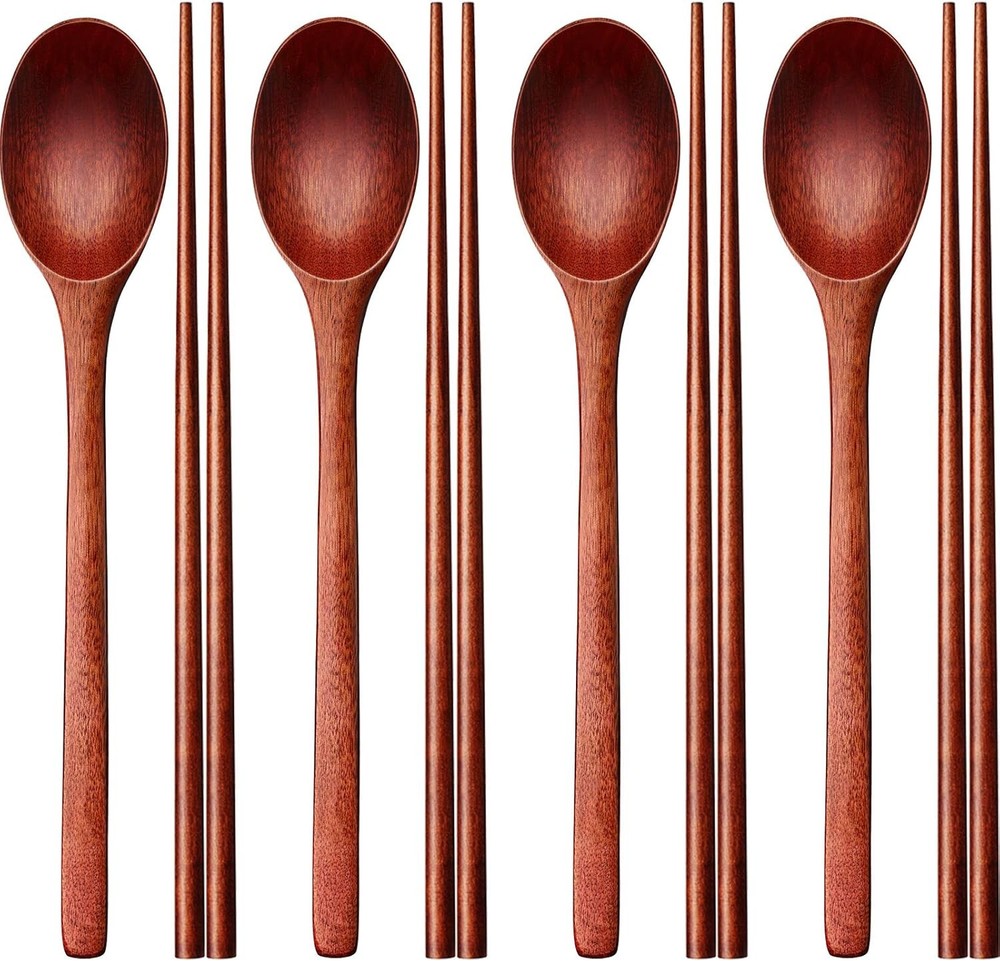 Wooden Spoon and Chopstis Set Long Handle Spoon Chopsti Flatware