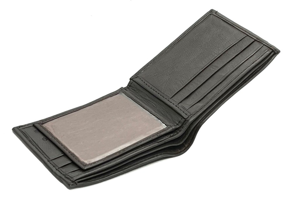 RFID Blocking Men's Leather Bifold Wallet ID Card Center Flap