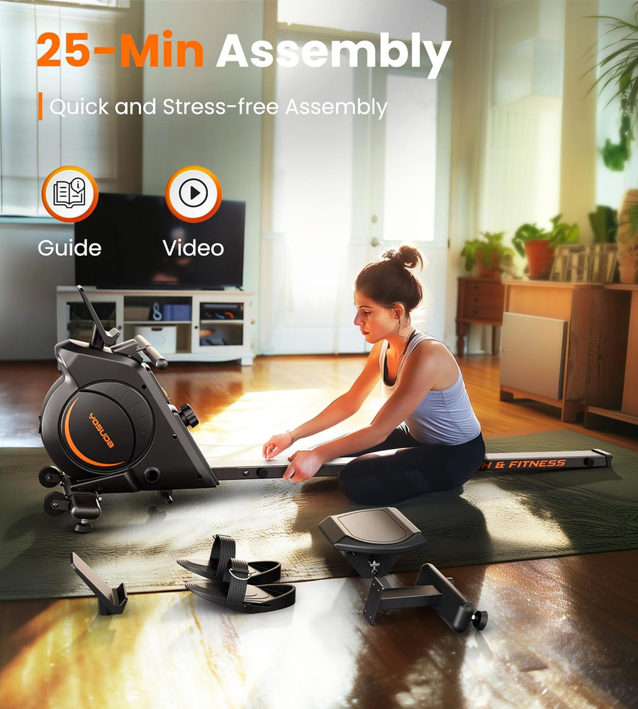 Magnetic/Water Rowing Machine for Home - Rower Machine Use with Bluetooth, App S