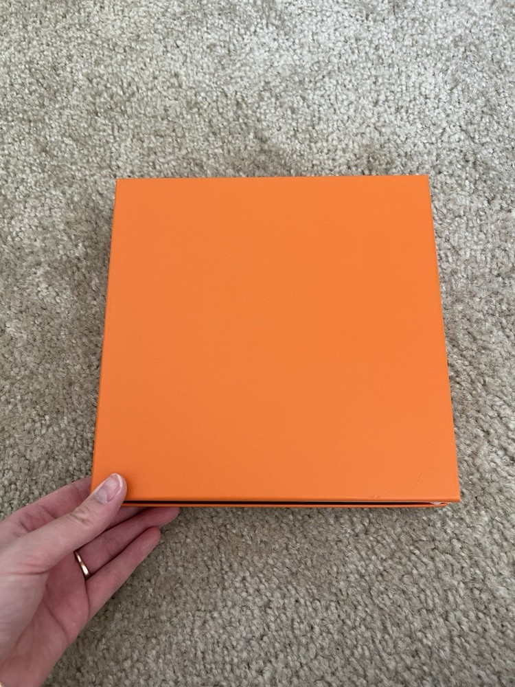 Hermes Orange Gift Box With Ribbon And Tissue Paper Inside