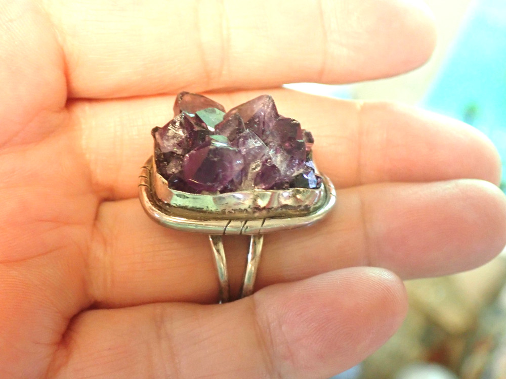 Purple Amethyst Ring Sterling Silver size 7.5