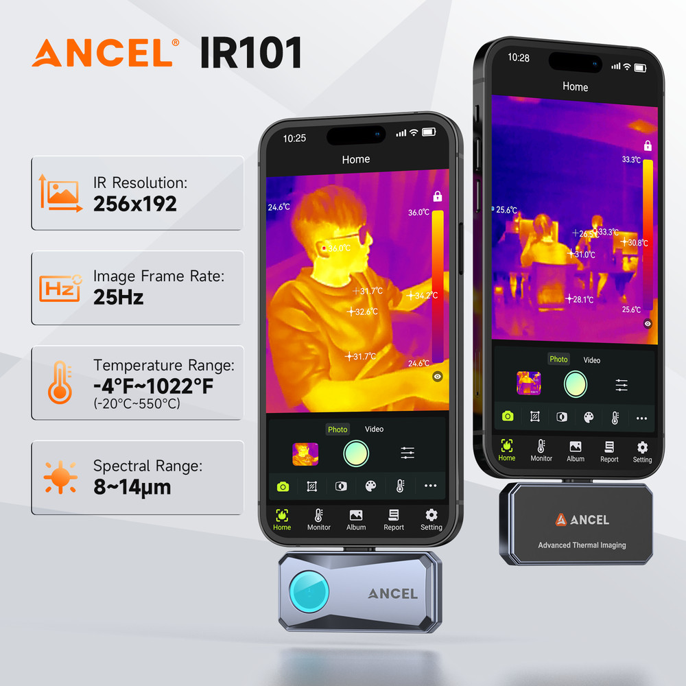 ANCEL IR101 - High Resolution Thermal Imaging Camera for IOS (USB-C) iPhone