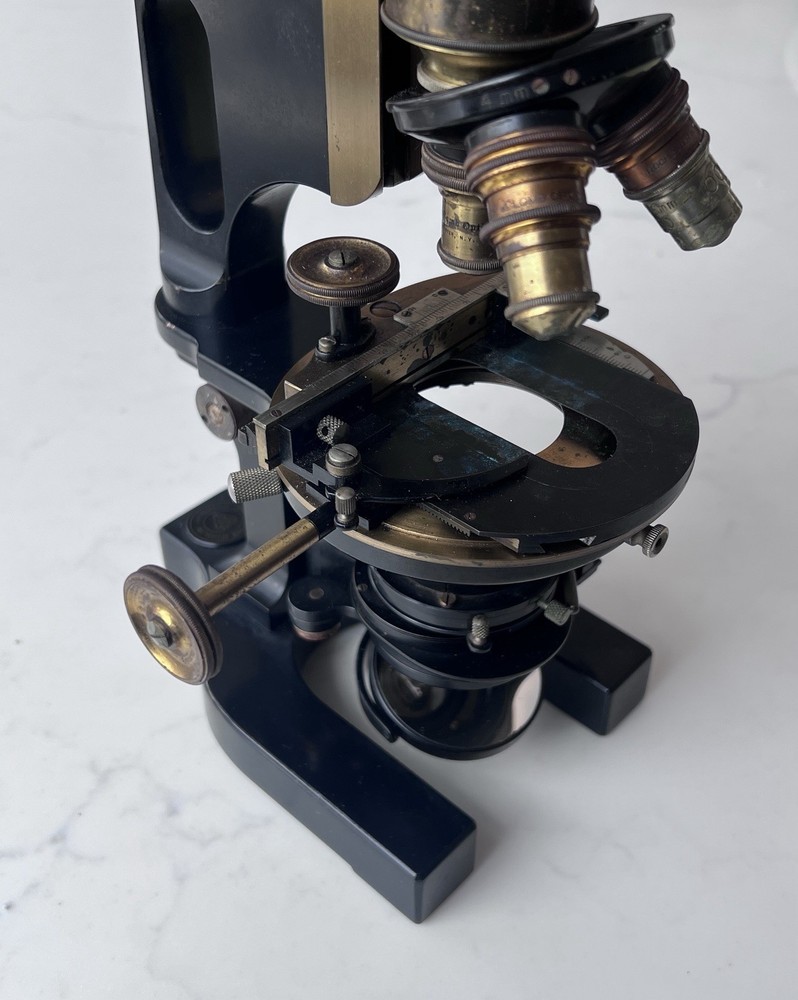 Antique Brass Bausch & Lomb Optical Jug Handle Brass Microscope