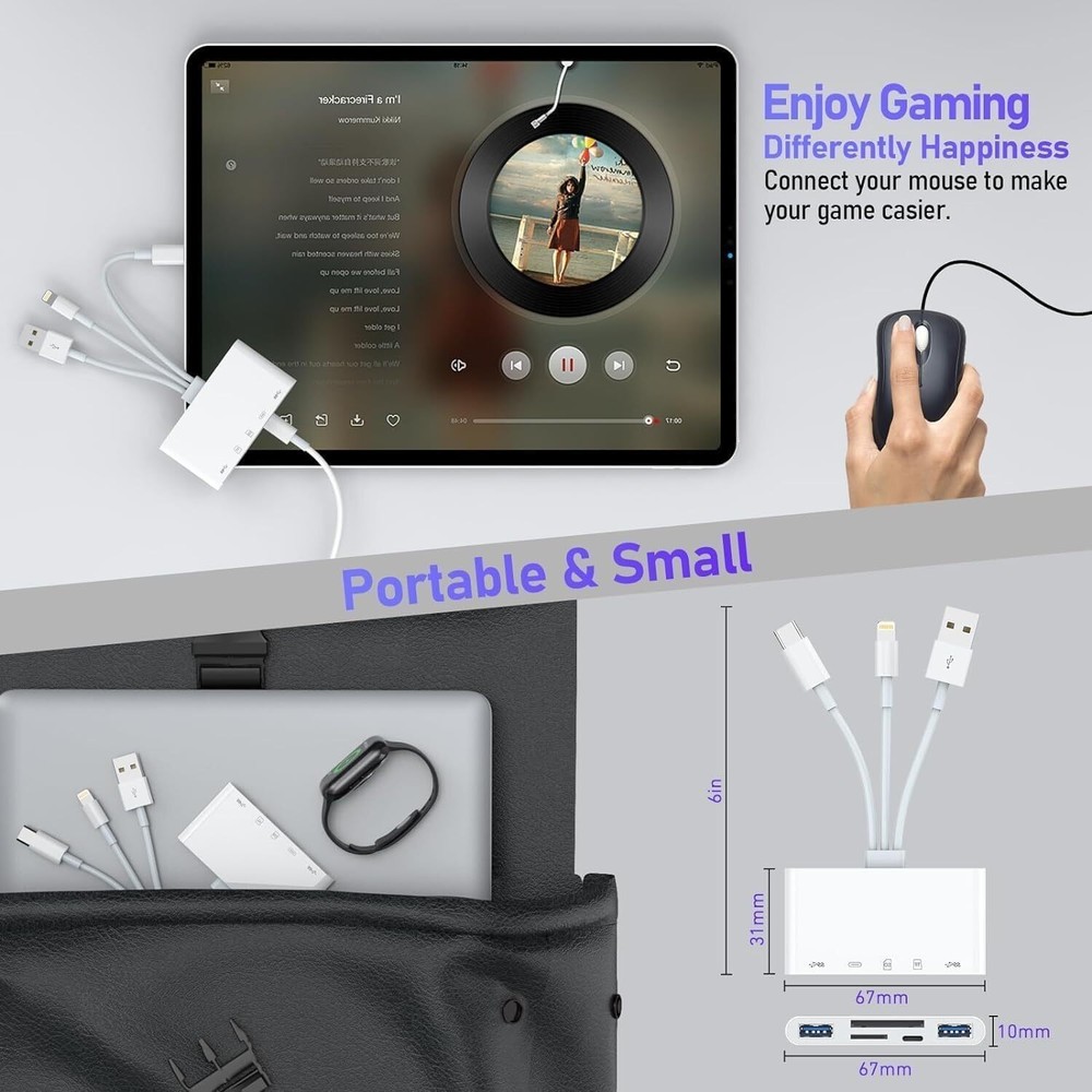 5 in 1 Memory Card Reader USB 3.0 OTG Adapter SD Card Reader For iPhone/iPad~